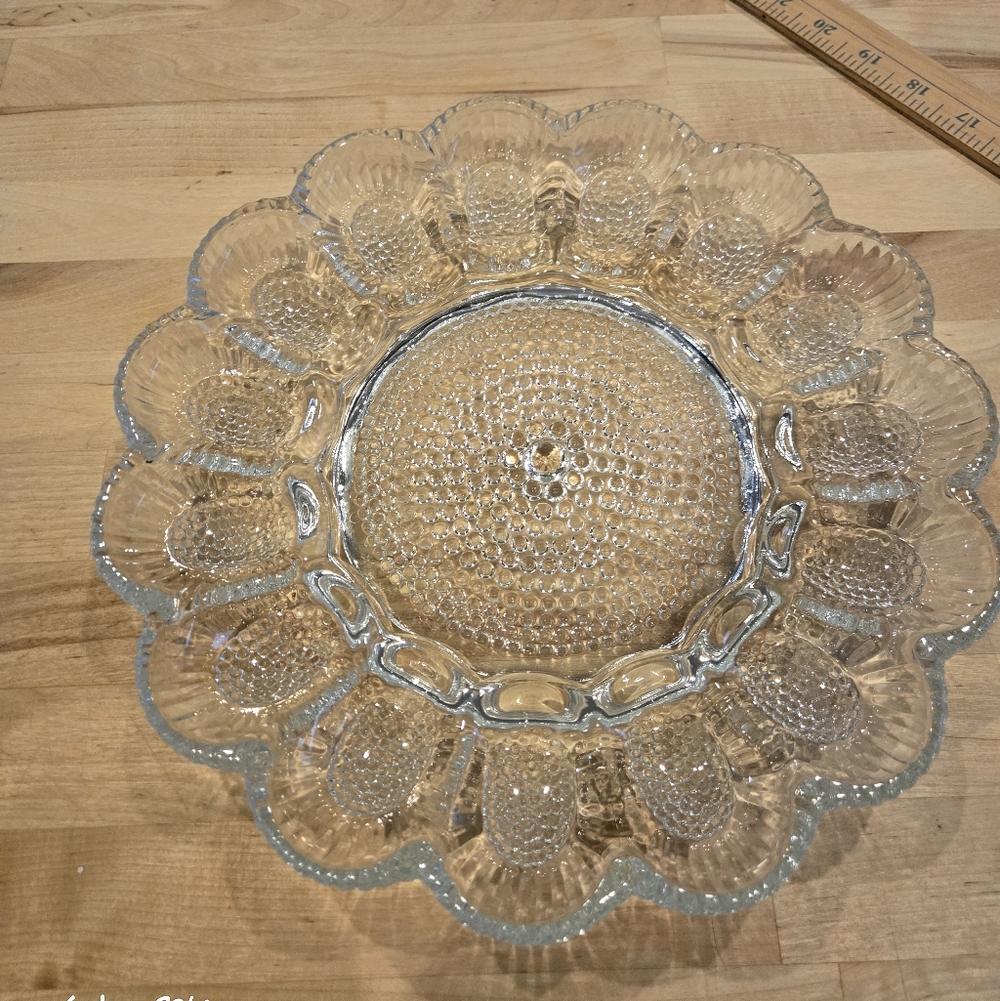 Vintage Indiana Glass Hobnail Deviled Egg Plate